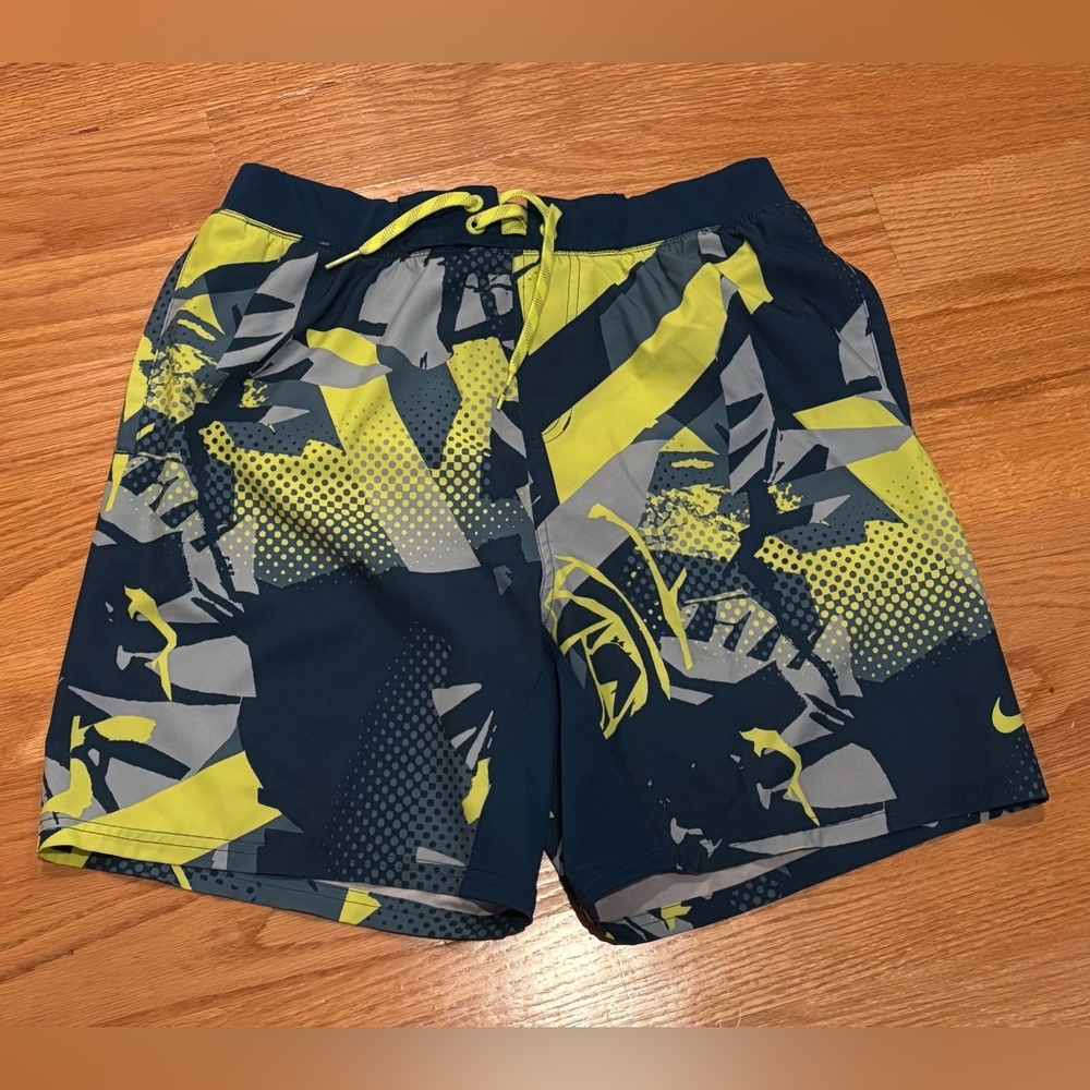 Nike Men's Swim Trunks - Navy and Lime